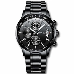 CRRJU Herren Uhr Chronographen Armbanduhr Business Analog Quarzuhr mit Kalender 