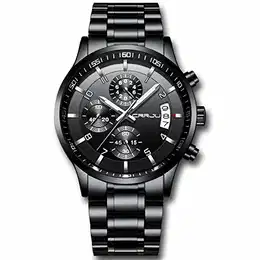 Herren Uhr wasserdichte Chronographen Armbanduhr Männer Edelstahlarmband Business Analog Quarzuhr mit Kalender