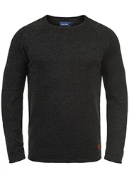 Dan Herren Strickpullover Feinstrick Pullover Mit Rundhals Und Melierung, Größe:M, Farbe:Black/Charcoal (71527)
