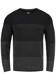 Benno Herren Strickpullover Feinstrick Pullover Mit Rundhalsausschnitt Aus 100% Baumwolle, Größe:XXL, Farbe:Black (70155)