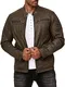 Redbridge Herren Jacke Übergangsjacke Biker Lederjacke Echtleder Kunstleder Baumwolle mit gesteppten Bereichen (M, Khaki - Echtleder)