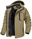 MAGCOMSEN Snowboard Jacke Herren Warm Gefüttert Jacke Thermo Winterjacke Herren Bergjacke Dicke Hardshelljacke Funktionsjacke Atmungsaktiv Outdoorjacke für Camping Ski Khaki M