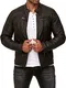 Redbridge Herren Jacke Übergangsjacke Biker Lederjacke Echtleder mit gesteppten Bereichen Braun S