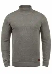 Blend BHLatif Herren Rollkragenpullover Pullover Strickpullover mit Rollkragen Rippbündchen Baumwollmischung Regular fit, Größe:L, Farbe:Zink Mix (70815)