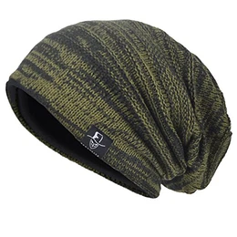 Herren Slouchy Stricken Übergroße Beanie Skull Caps Künstlerische Hüte (Grün)