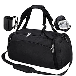 Sporttasche Männer Reisetasche mit Schuhfach Gym Fitness Tasche mit Rucksack-Funktion 40 Liter Groß Handgepäck Weekender für Herren und Damen/Frauen Schwarz