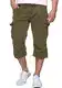 Indicode Herren Nicolas Check 3/4 Cargo Shorts kariert mit 6 Taschen inkl. Gürtel aus 100% Baumwolle   Kurze Hose Sommer Herrenshorts Short Men Pants Cargohose kurz für Männer Army M