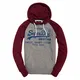 Superdry Herren Sweat Shirt Store Raglan Hood Pullover, Grau (Phoenix Gry Grit/Brght Berry Grit Vq6), X-Small