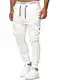 Code47 Herren Chino Jogg Jogger Jeans Slim Fit Cargo Stretch W29-W38 Weiß W33 L32