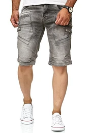 Jeans-Shorts für Herren Denim Bermuda Used Look Kurze Hose Grau W31