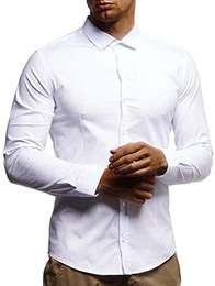 Herren weißes Hemd Slim Fit Langarm Schwarzes Männer Stretch Kurzarmhemd Freizeithemd Jungen Langarmshirt Langarmhemd Business Hochzeit Freizeit Kurzarm LN3430 Weiß Medium