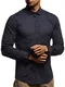 Leif Nelson Herren weißes Hemd Slim Fit Langarm Schwarzes Männer Stretch Kurzarmhemd Freizeithemd Jungen Langarmshirt Langarmhemd Business Hochzeit Freizeit Kurzarm LN3430 Dunkel Blau Medium