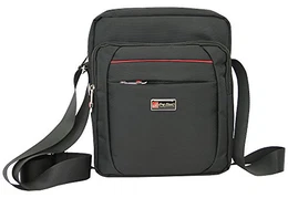 Herren Schultertasche klein bis mittelgroße Umhängetasche für Männer crossover Messenger Bag Nylon-Tasche schwarze Handtasche (2364)