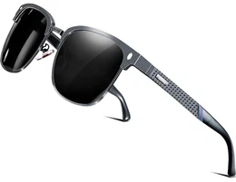 Herren Polarisierte Sonnenbrille Al-Mg Ultra Light Metall Rahmen verspiegelt sonnenbrillen 8-188 Gray UV400 CAT 3 CE