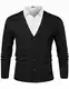 iClosam Herren Strickjacke Cardigan Mit V-Ausschnitt Aus Baumwolle, Schwarz, M