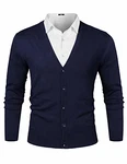iClosam Herren Strickjacke Cardigan Mit V-Ausschnitt Dunkelblau