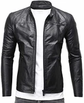 Crone Epic Herren Lederjacke Cleane Leichte Basic Jacke Schwarz