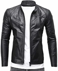 Crone Epic Herren Lederjacke Cleane Leichte Basic Jacke Schwarz