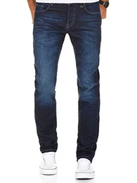 Herren Strech Basic Regular Slim Denim Jeans Hose 7988 Mittelblau W30/L32