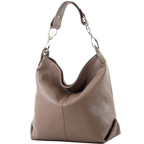 Modamoda T224 Damen Umhängetasche Aus Echtleder - Mittelgroß, Handmade In Italy, Verstellbarer Gurt
