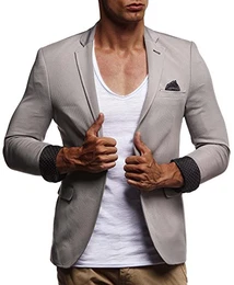 Herren Sakko Blazer sportlich Slim Fit Modern Hemd T-Shirt Schwarz Blau LN3047 Grau Medium