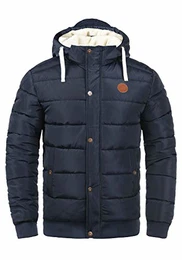 Frederico Herren Winter Jacke Steppjacke Winterjacke gefüttert mit Kapuze und Teddy-Futter, Größe:M, Farbe:Navy (70230)