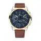 Tommy Hilfiger Analoge Multifunktionale Quarz-Uhr für Herren 48 mm - Halbglänzendes Blaues Zifferblatt, Hellbraunes Lederarmband, 3 Unterzifferblätter, Wasserdicht bis 5ATM - 1791561