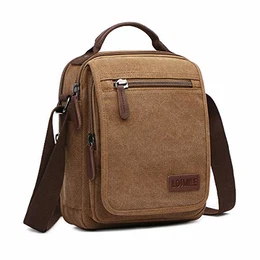 Herren Kleine Schultertasche, Kuriertasche Segeltuch Umhängetasche Crossbody tasche Casual Messenger Bag für Reise, Sportart, Hochschule (Kaffee)