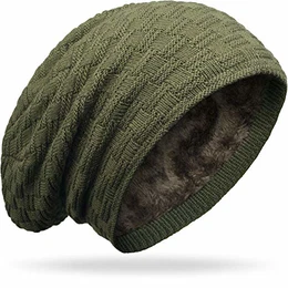 Long Slouch Beanie Grobstrick Teddyfleece olivgrün M10