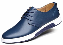 Herren Freizeit Schuhe aus Leder Business Anzugschuhe Atmungsaktiv Lederschuhe Oxford Halbschuhe Party Hochzeit übergrößen 38-46 (41, Blau)