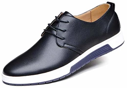 Herren Freizeit Schuhe aus Leder Business Anzugschuhe Atmungsaktiv Lederschuhe Oxford Halbschuhe Party Hochzeit übergrößen 38-46 (41, Schwarz)