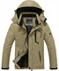 TACVASEN Herren Wander-Fleecejacke Softshelljacke Verdickte Winterjacke Gefütterte Atmungsaktiv Herrenjacke für Männer, Khaki
