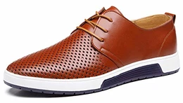 Herren Freizeit Schuhe aus Leder Business Anzugschuhe Atmungsaktiv Lederschuhe Oxford Halbschuhe Party Hochzeit übergrößen 38-46 (39, Braun-Mesh)