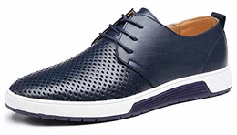 Herren Freizeit Schuhe aus Leder Business Anzugschuhe Atmungsaktiv Lederschuhe Oxford Halbschuhe Party Hochzeit übergrößen 38-46 (41, Blau-Mesh)