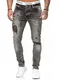 OneRedox Herren Jeans Denim Slim Fit Used Design Modell 5097 Grau 29/32