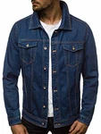 OZONEE Herren Jeansjacke Übergangs Bikerjacke (777) blau (777/4587K)