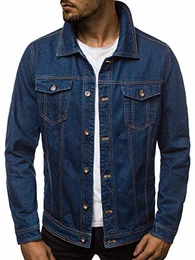 Herren Jeansjacke Jacke Jeans Übergangsjacke Sommerjacke Frühlingsjacke Herbstjacke Vintage Herrenjacke Herbst Übergangs Denim Bikerjacke Jacket Übergangs JB/JP1110 BLAU M
