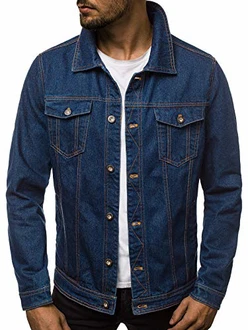 OZONEE Herren Jeansjacke Übergangs Bikerjacke (777) blau (777/4587K)