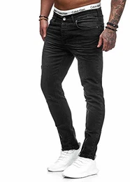 Herren Jeans Denim Slim Fit Used Design Modell 5098 Schwarz 29/32