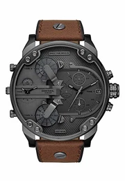 Herren Chronograph Quarz Uhr mit Leder Armband DZ7413