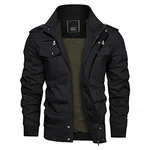 KEFITEVD Herren Übergangsjacke Militär Jacke Bomberjacke Fliegerjacke Schwarz