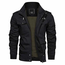 Jacke Herren Übergangsjacke Frühlingsjacke Herbstjacke Army Jacke Herren Bomberjacke Fliegerjacke Stehkragen College Jacke Arbeitsjacke Männer Blouson Schwarz M
