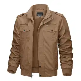 Bomberjacke Herren Frühling Herbst Herrenjacke Bundeswehr Jacke Bomberjacke Männer Übergangsjacke Herren Motorradjacke Übergangsjacke Kurz Mantel Khaki XL
