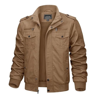 KEFITEVD Herren Übergangsjacke Militär Jacke Bomberjacke Fliegerjacke Khaki