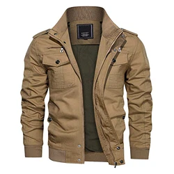 KEFITEVD Herren Übergangsjacke Militär Jacke Bomberjacke Fliegerjacke Khaki