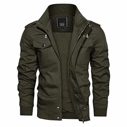 KEFITEVD Herren Übergangsjacke Militär Jacke Bomberjacke Fliegerjacke Armeegrün
