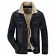Allthemen Jeansjacke mit Fell Herren Gefüttert Schwarz Winter Denim Jacke Winterjacke Sherpa Trucker Jacket