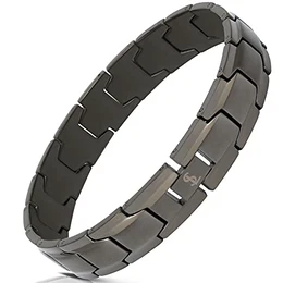 Smarter LifeStyle Elegantes Herren-Armband aus chirurgischem Stahl mit breitem Gliederarmband, 4 Farben zur Auswahl - Gunmetal Gray