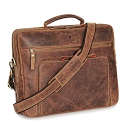 ® Laptoptasche San Francisco 15,6 Zoll Leder I Umhängetasche für Laptop I Aktentasche für Notebook I Tasche für Damen und Herren (Braun)