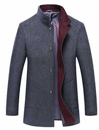 Herren Mantel Slim Fit Wolljacke Übergröße Business Windbreaker Lange Trenchcoat Jacken Dunkelgrau M